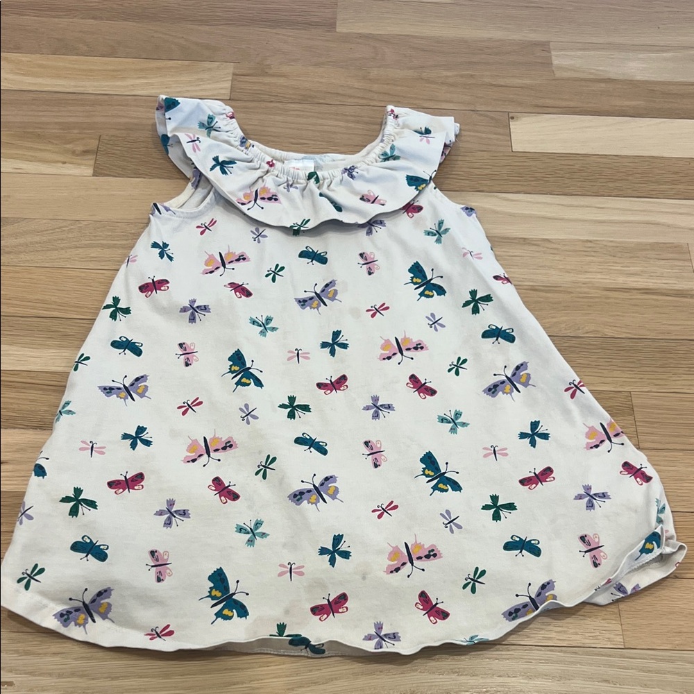 Hanna Andersson White Dress with Colorful Butterfly Print